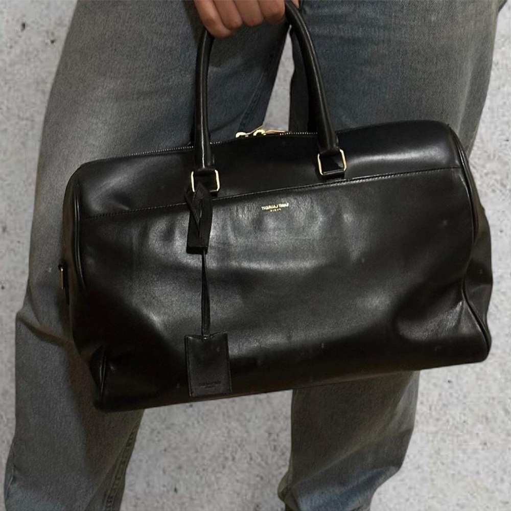 SAINT LAURENT Black leather duffle bag and crossbody - Picture 2 of 7